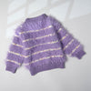 purple fuzzy striped baby sweater